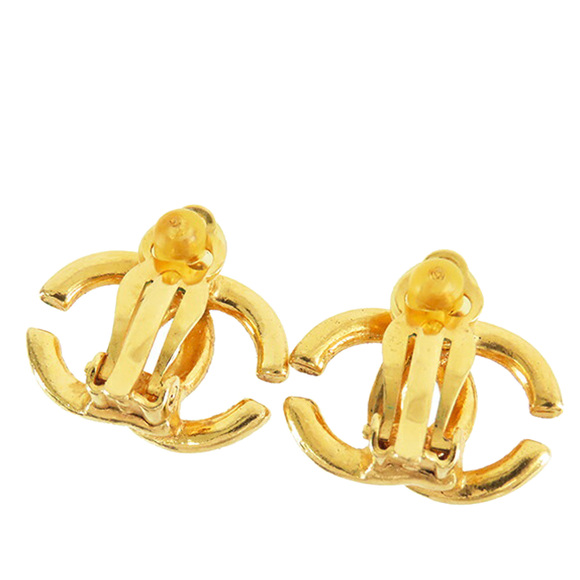 Pre-Loved Chanel Gold Plated CC Clip on Earrings - Picture 1 of 4